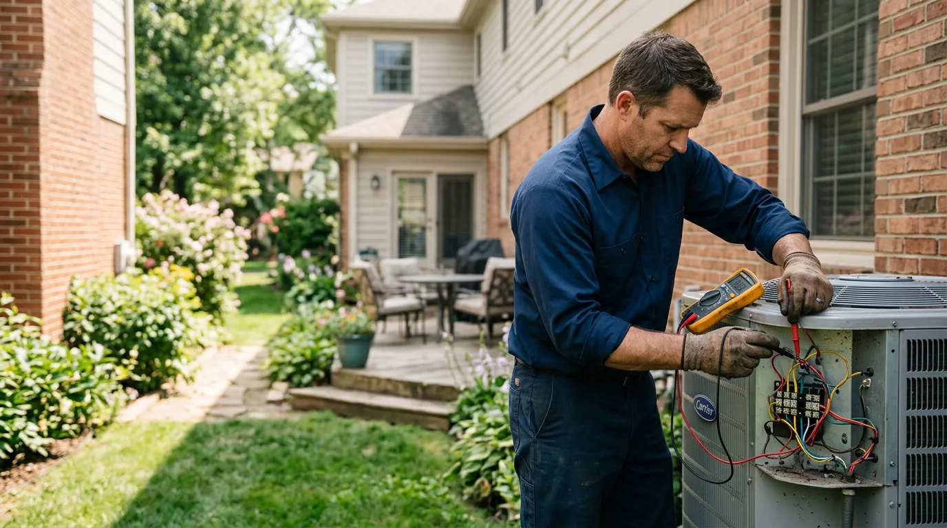 HVAC technician working in a home in Utah